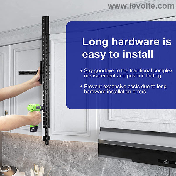 Levoite™ Pro Cabinet Hardware Jig Adjustable Drill Guide levoite