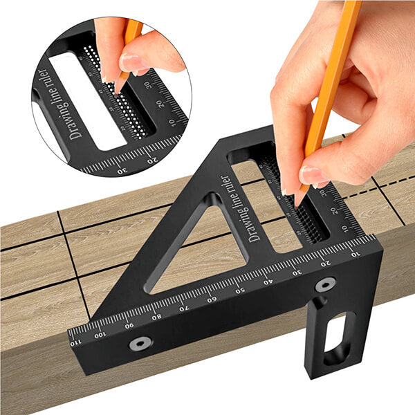 Levoite Woodworking Square Protractor 45/90 Degree  Miter Triangle Ruler Layout Measuring Tool