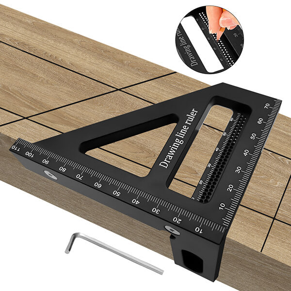 Levoite Woodworking Square Protractor 45/90 Degree  Miter Triangle Ruler Layout Measuring Tool