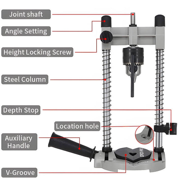 Levoite™ Portable Mulit-Anlge Drill Guide Jig Mini Drill Stand Drill Guide for Hammer Drill