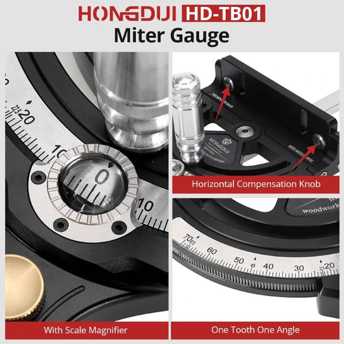 HONGDUI Precision Miter Gauge with Extended Fence HD-TB01/HD-MG21