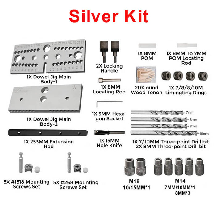 Wnew Precision 3 In 1 Dowelling Jig Kit Dowel Pin Joint Drill Guide for Furniture Connecting