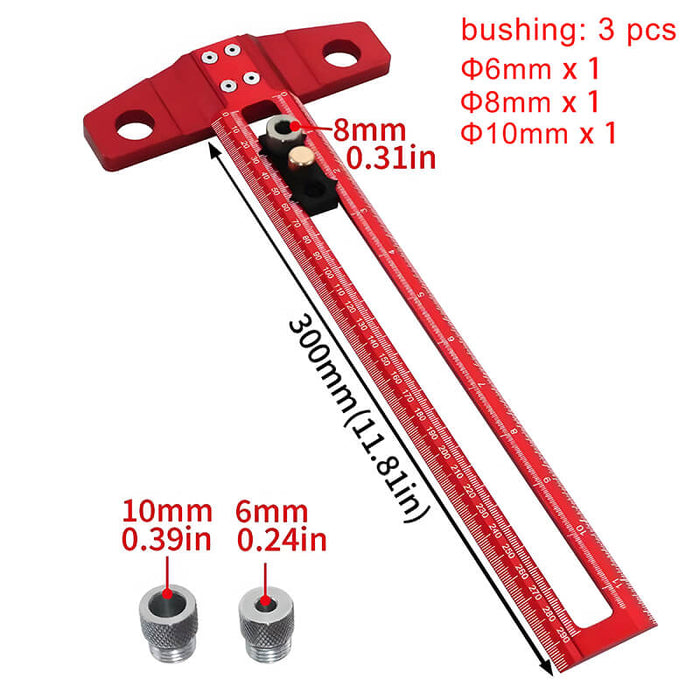 Levoite™ Woodworking Drilling Positioning Ruler Drill Guide Locator Dowelling Jig 6/8/10mm Drill Locator