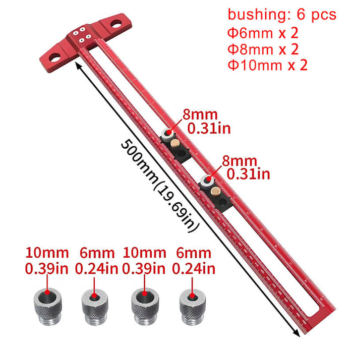 Levoite™ Woodworking Drilling Positioning Ruler Drill Guide Locator Dowelling Jig 6/8/10mm Drill Locator