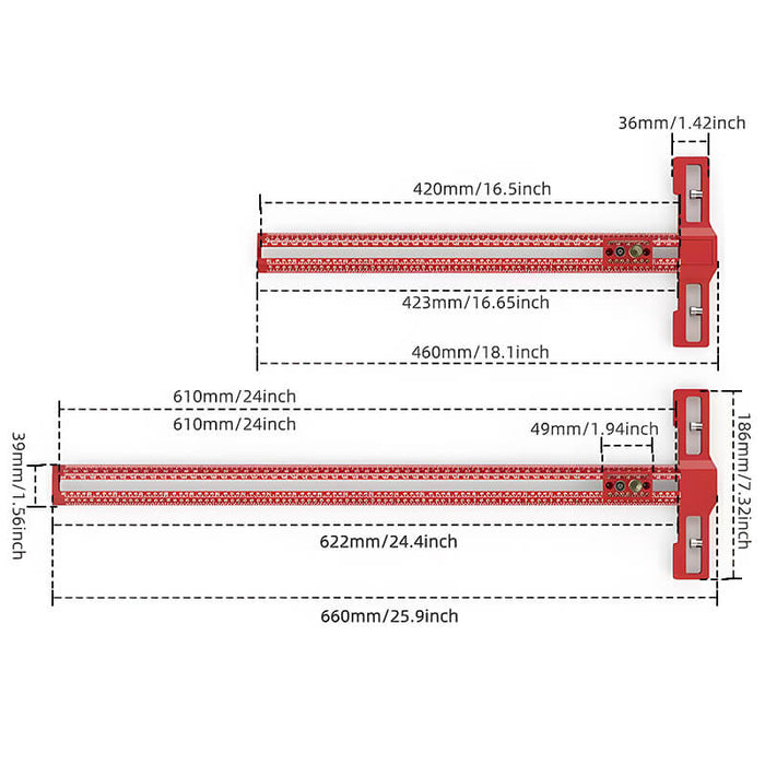 Levoite™ Multi-Functional Woodworking T-Square Drilling Positioning Ruler