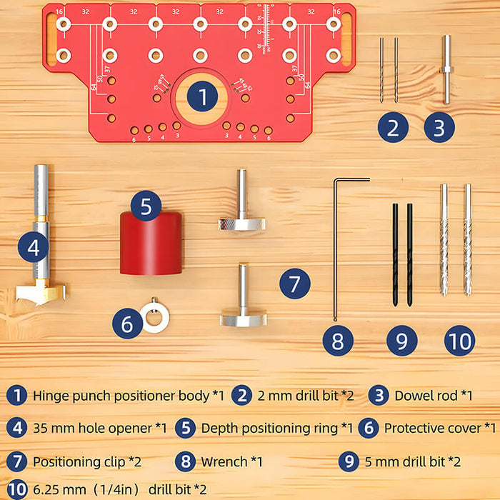 Levoite™ Precision Shelf Pin Jig 1/4 & 5mm and Concealed Hinge Jig