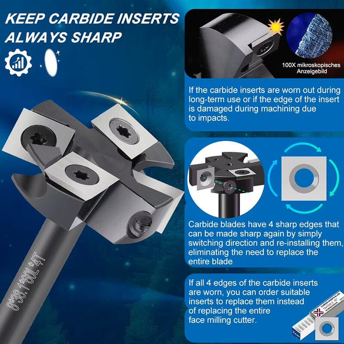 Levoite™ Flattening Router Bits - Carbide Insert 4-Flute Spoilboard Router Bits