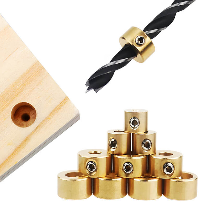 Levoite™ Drill Bit Stop Collars - Brass - Woodworking