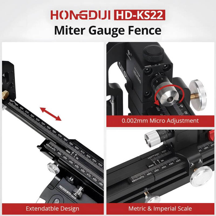 HONGDUI HD-KS22 Best Miter Gauge Fence Extended for Woodworking Miter Gauge