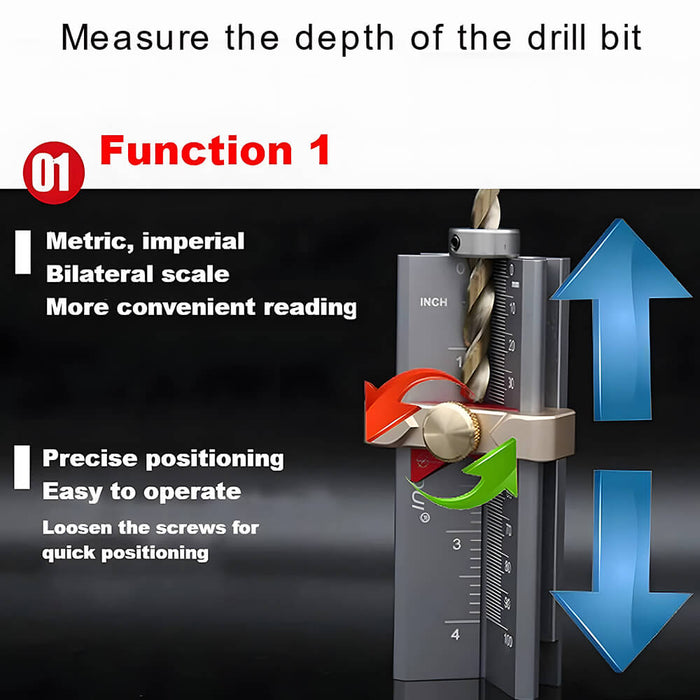 Levoite Multi Drill Depth Gauge Drill Stop Drill Point Angle Gauge RouterTable Height Gauge for Woodworking