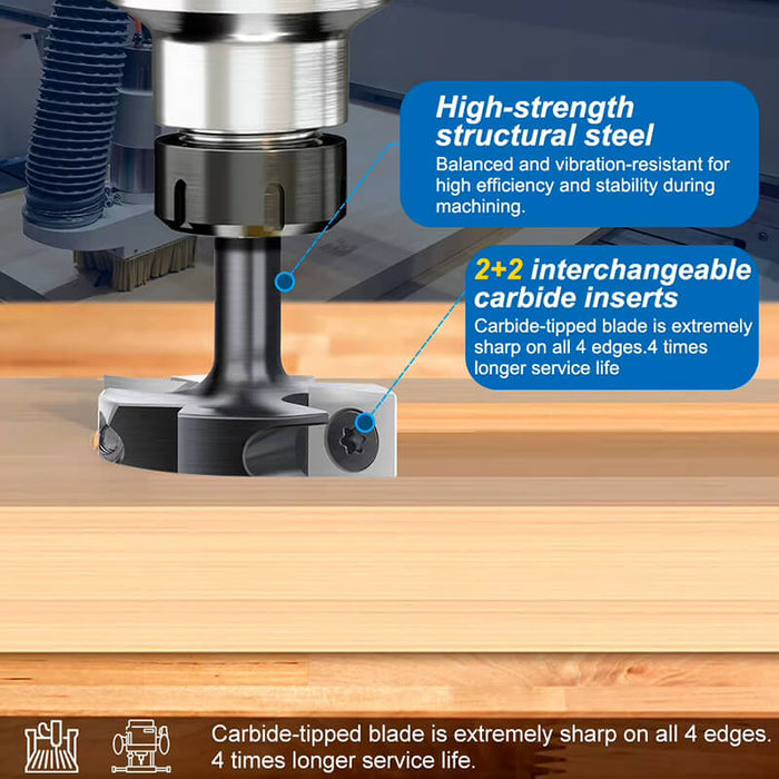 Levoite™ Flattening Router Bits - Carbide Insert 4-Flute Spoilboard Router Bits