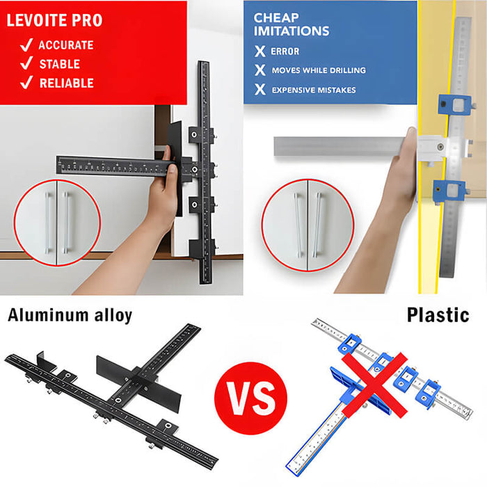 Levoite™ Pro Cabinet Hardware Jig Template Adjustable Drill Guide