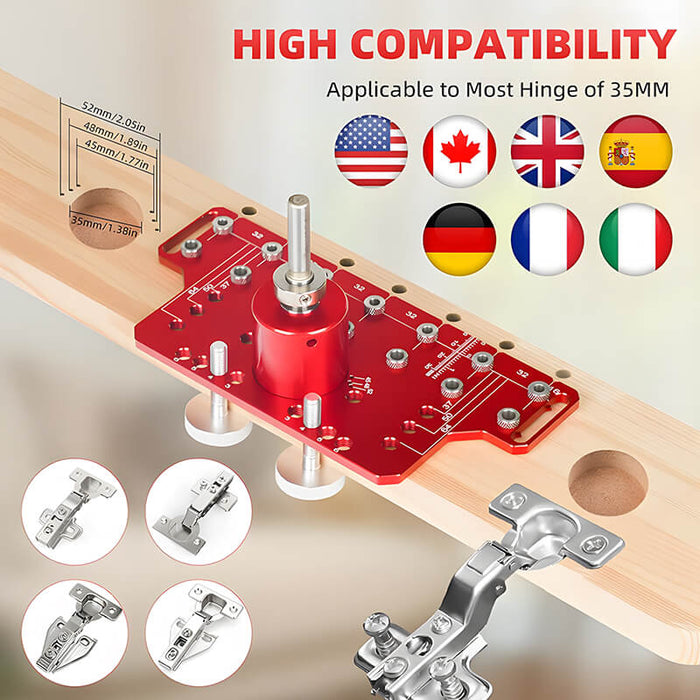 Levoite™ Precision Shelf Pin Jig 1/4 & 5mm and Concealed 35mm Hinge Jig