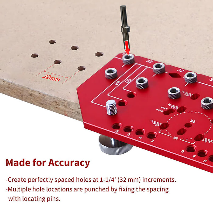 Levoite Shelf Pin Drilling Jig 1/4" & 5mm and Concealed Hinge Jig (Two-in-One)