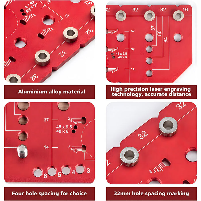 Levoite Shelf Pin Drilling Jig 1/4" & 5mm and Concealed Hinge Jig (Two-in-One)