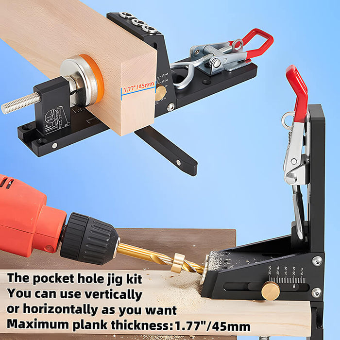 Levoite™ Pocket Hole Jig Kit System with Drill Bit and Accessories