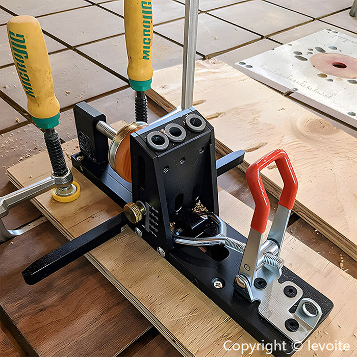 Levoite™ Pocket Hole Jig Kit System with Drill Bit and Accessories