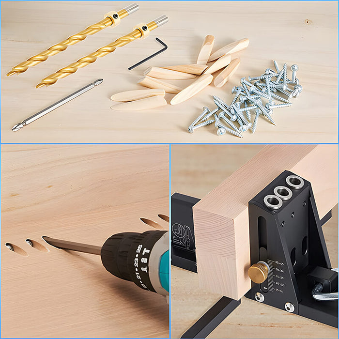 Levoite™ Pocket Hole Jig Kit System with Drill Bit and Accessories