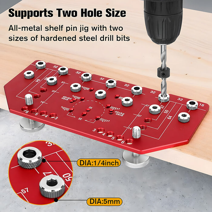 Levoite Shelf Pin Drilling Jig 1/4" & 5mm and Concealed Hinge Jig (Two-in-One)