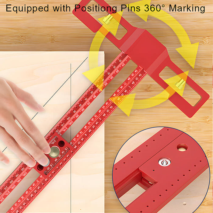 Levoite™ Multi-Functional Woodworking T-Square Drilling Positioning Ruler