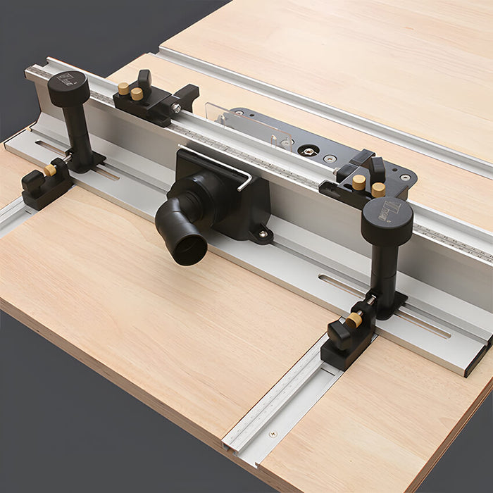 Woodworking Router Table Fence System with Sliding Brackets Bit Guard