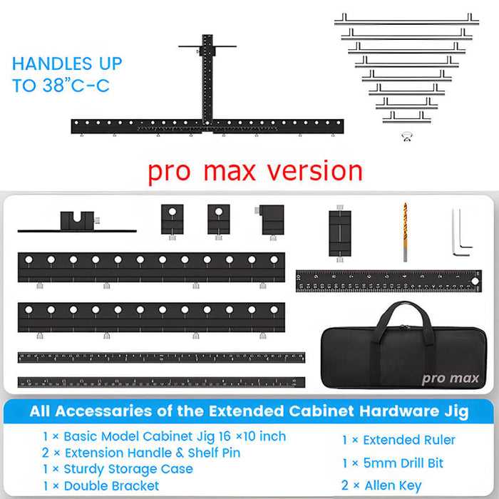 Levoite™ Pro Cabinet Hardware Jig Template Adjustable Drill Guide