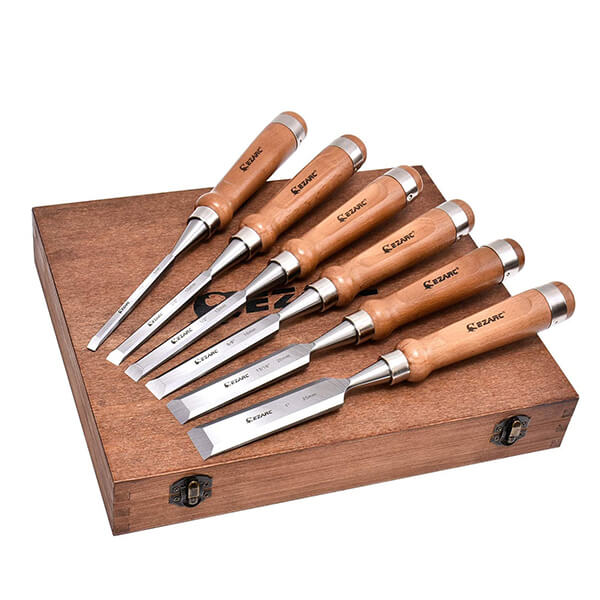 Levoite 6Pcs Wood Chisel Tool Sets Woodworking Carving Chisel Kit with Premium Wooden Case for Carpenter Craftsman Gift for Men