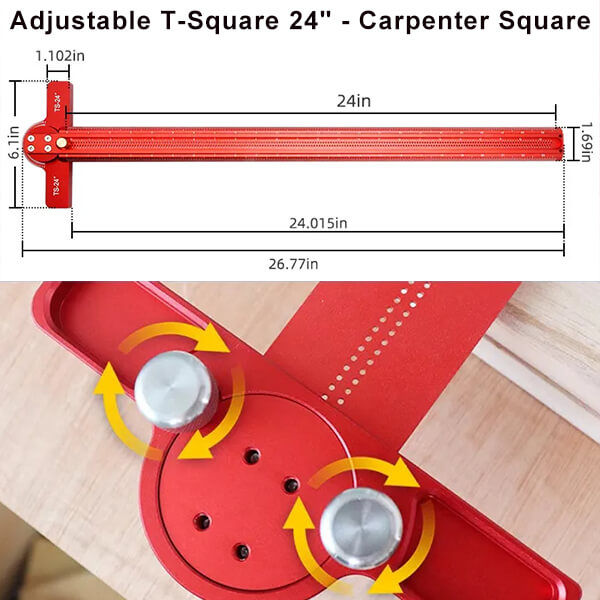 Levoite™ Woodworking  Adjustable T-Square Layout Tool 