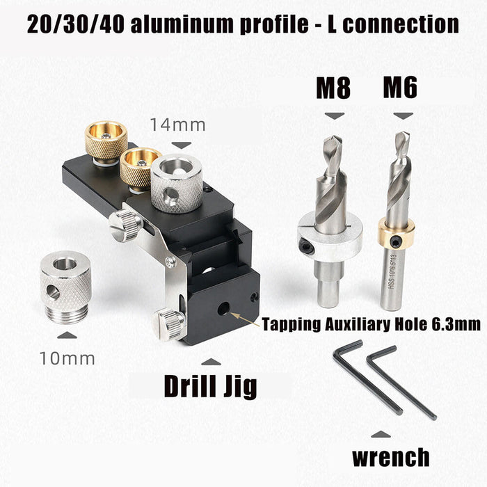 Levoite™ Aluminum Extrusion Profile Drill Guide and Tap Jig Access Hole Drill Jig