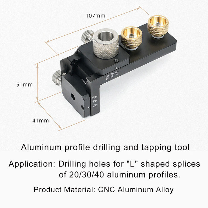 Levoite™ Aluminum Extrusion Profile Drill Guide and Tap Jig Access Hole Drill Jig
