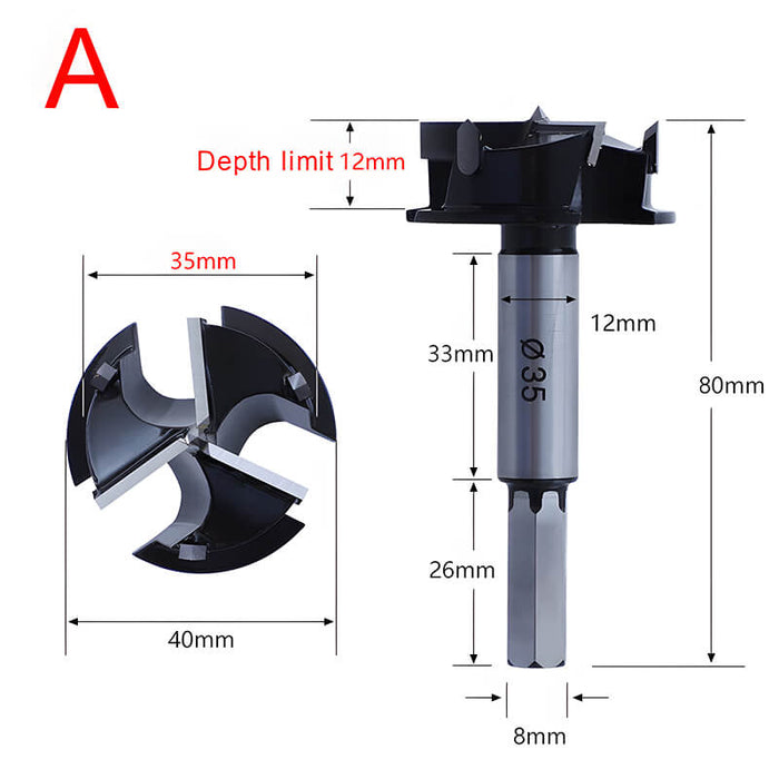 Levoite 35mm Diameter Carbide Forstner Drill Bit for Cabinet Hinges