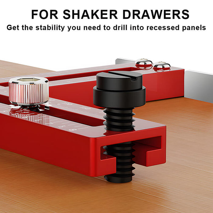 Levoite™ Cabinet Hardware Jig Template for Handle and Pull with Shim for on Recessed Panels for Shaker Drawers Front