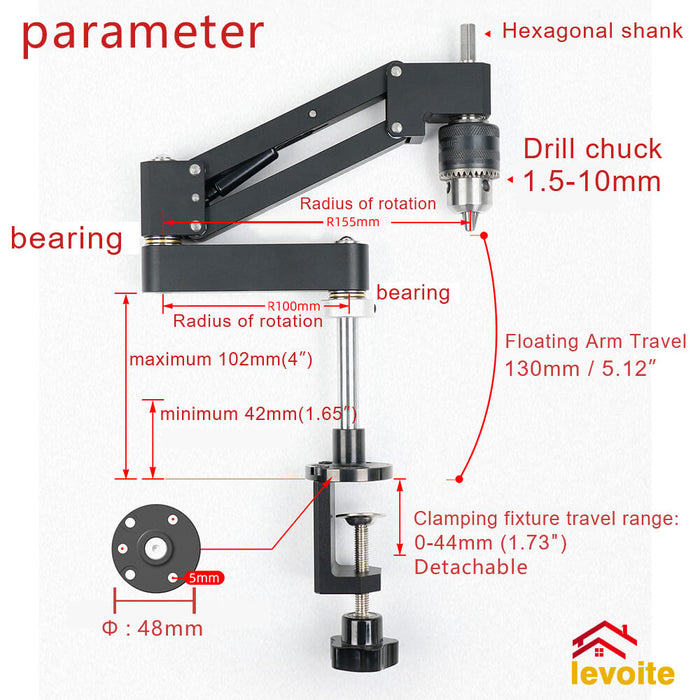 Electric Tapping Machine Bracket 360° Universal Vertical Rocke Tapping Floating Robotic Arm