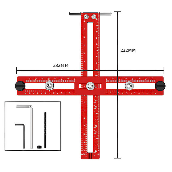 Levoite™ Cabinet Hardware Jig Template for Handle and Pull with Shim for on Recessed Panels for Shaker Drawers Front