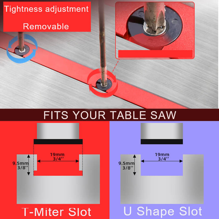 Precision Miter Gauge with Extended Fence for Table Saw