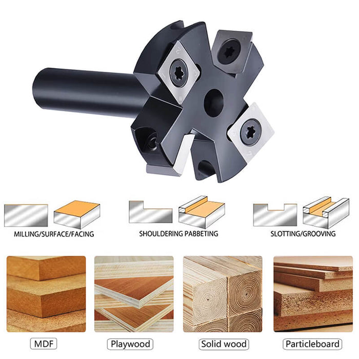 Levoite™ Flattening Router Bits - Carbide Insert 4-Flute Spoilboard Router Bits