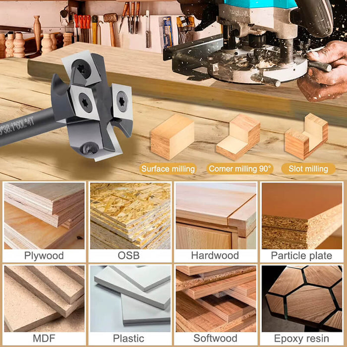 Levoite™ Flattening Router Bits - Carbide Insert 4-Flute Spoilboard Router Bits