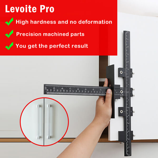 Levoite™ Pro Cabinet Hardware Jig Adjustable Drill Guide for Handle and Knob levoite
