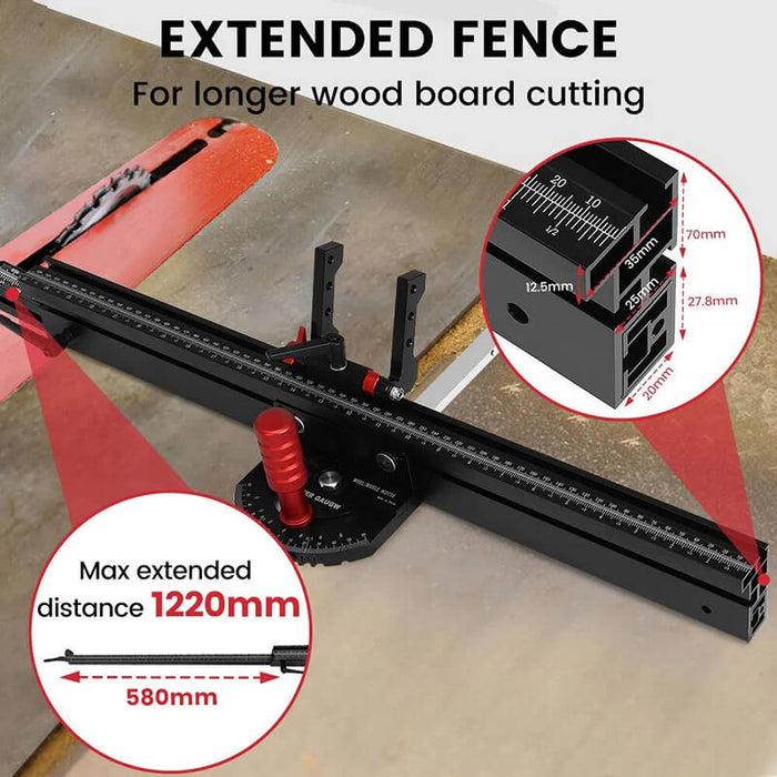 Levoite Precision Universal Miter Gauge System with Extended Miter Gauge Fence for Table Saw