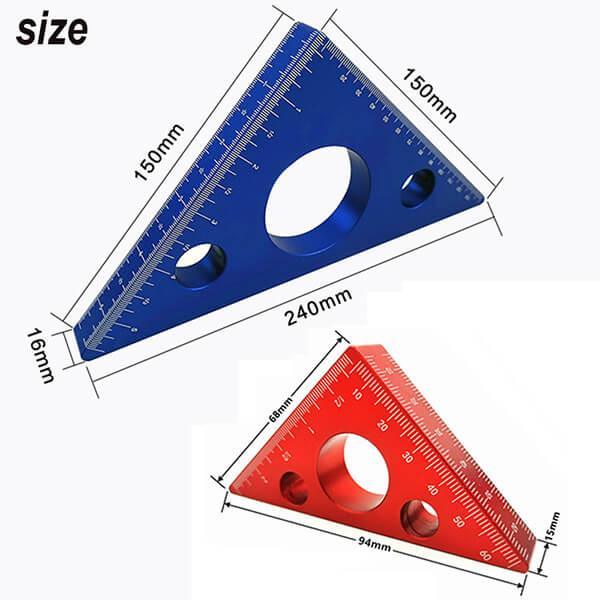 Triangle Angle Ruler Levoite™ Aluminum Alloy Triangle Ruler 45/90 Degree Angle Ruler Woodwo ...