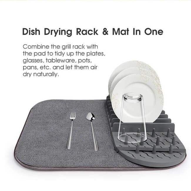 Levoite™Dish Drying Rack and Mat For Kitchen Countertop — levoite