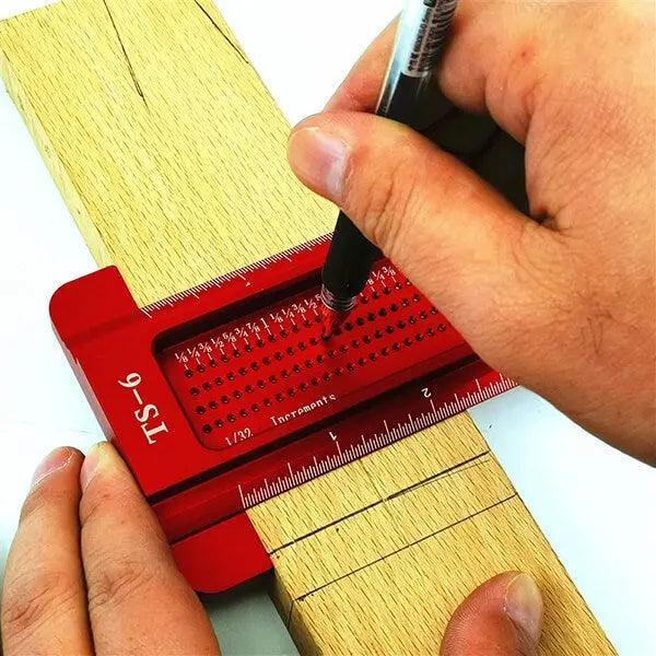 Levoite Pocket T Square for Precise Layout Work & Joinery Woodworking T-Square Ruler with Scribing Guides