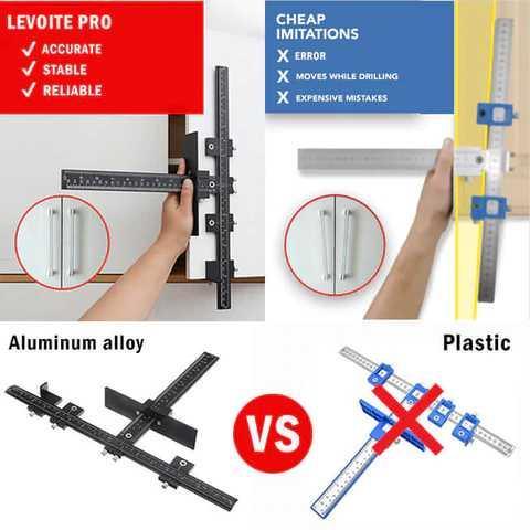 Levoite Pro Cabinet Hardware Jig Adjustable Drill Guide levoite