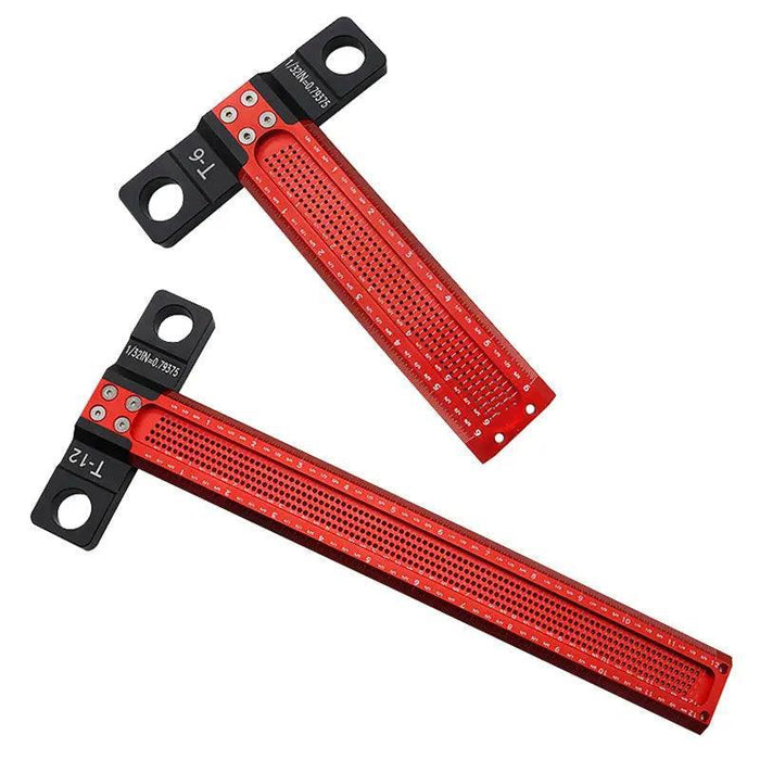 T Square Ruler Aluminum Alloy Removable Woodworking Scriber Art Framing  Drafting Tools Ultra Precision Marking Ruler(Red)(300mm)
