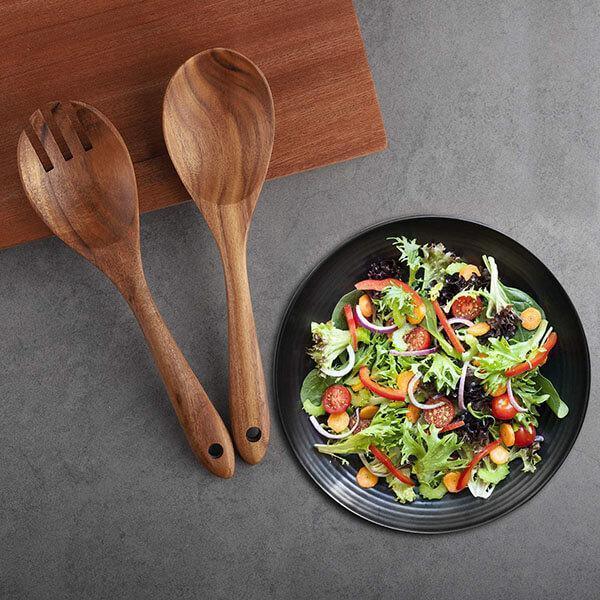 Targehome Natural Teak Wooden Handmade Nonstick Cooking Utensil Set targehome